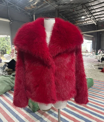 Women's Faux Fur Jacket Loose Long-Sleeved Coat Toca Fox Design Autumn/Winter 2025 Collection
