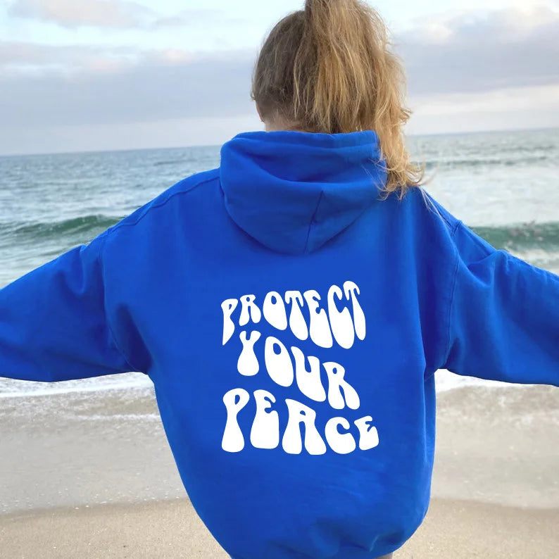 Retro American Fleece Hoodie Women's Long Sleeve Oversized Comfortable Street Style Winter Thermal Polyester Print Sweatshirt