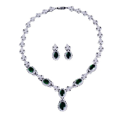 Elegant Chinese Style Bride Zirconia Jewelry Set Necklace Earrings Headpiece by Liangya Lirun Suitable for Weddings