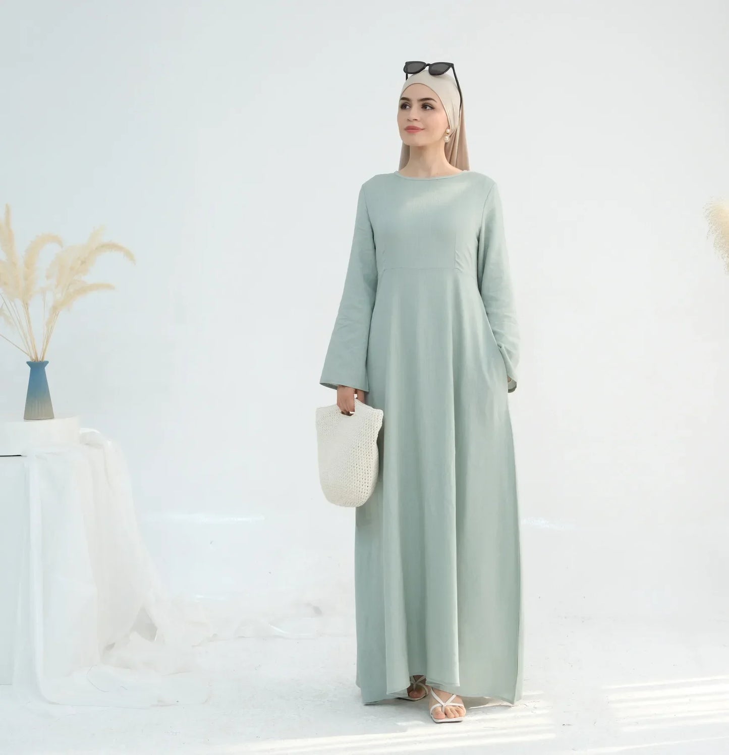 Women Cotton Linen Dresses Eid Muslim Vestidos Abaya Lace Up Ramadan Morocco Dubai Abayas Jalabiya Kaftan 2025 Arab Long Robe