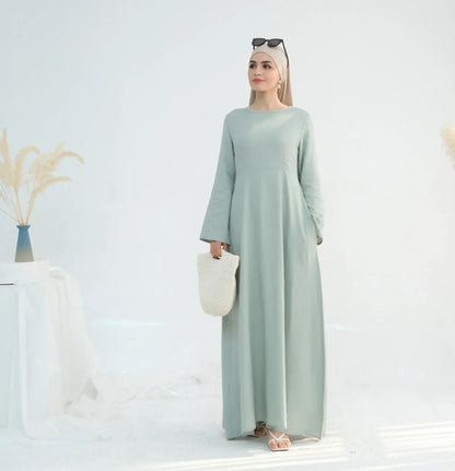 Women Cotton Linen Dresses Eid Muslim Vestidos Abaya Lace Up Ramadan Morocco Dubai Abayas Jalabiya Kaftan 2025 Arab Long Robe
