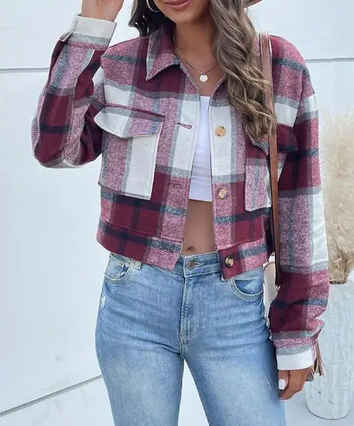 Women's Coat 2025 Autumn & Winter Female Daily Clothing Plaid New Fashion Casual Cardigan Retro Lapel Jacket Jacket for Women