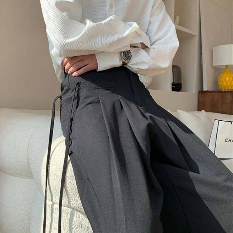 Casual Pants Men Baggy Simple Elegant Handsome Smart  British Style All-match Daily Soft Full-length Trousers High Street