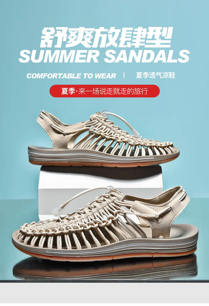 Summer Men Sandals Genuine Leather Mens Casual Shoes Outdoor Men Leather Sandals for Men Beach Shoes Roman mens Shoes