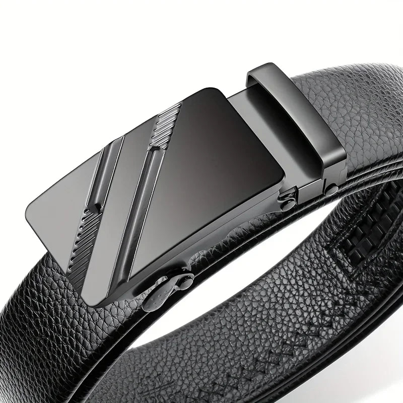 High-quality Men's Automatic Buckle PU Belt New Simple Men's Business Casual Belt Fashionable Men's Birthday Gifts