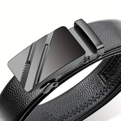 High-quality Men's Automatic Buckle PU Belt New Simple Men's Business Casual Belt Fashionable Men's Birthday Gifts