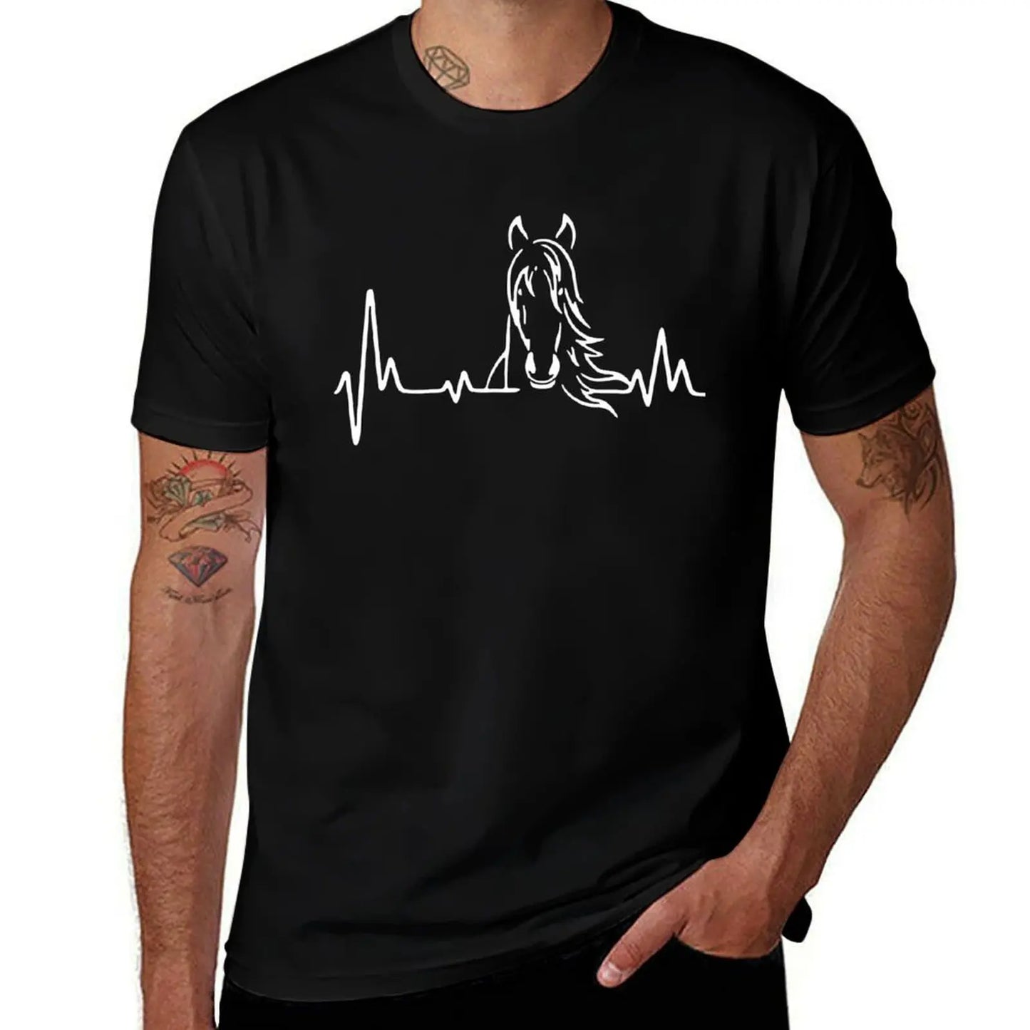 Horse Heartbeat T-Shirt Work Duty Casual T-Shirt
