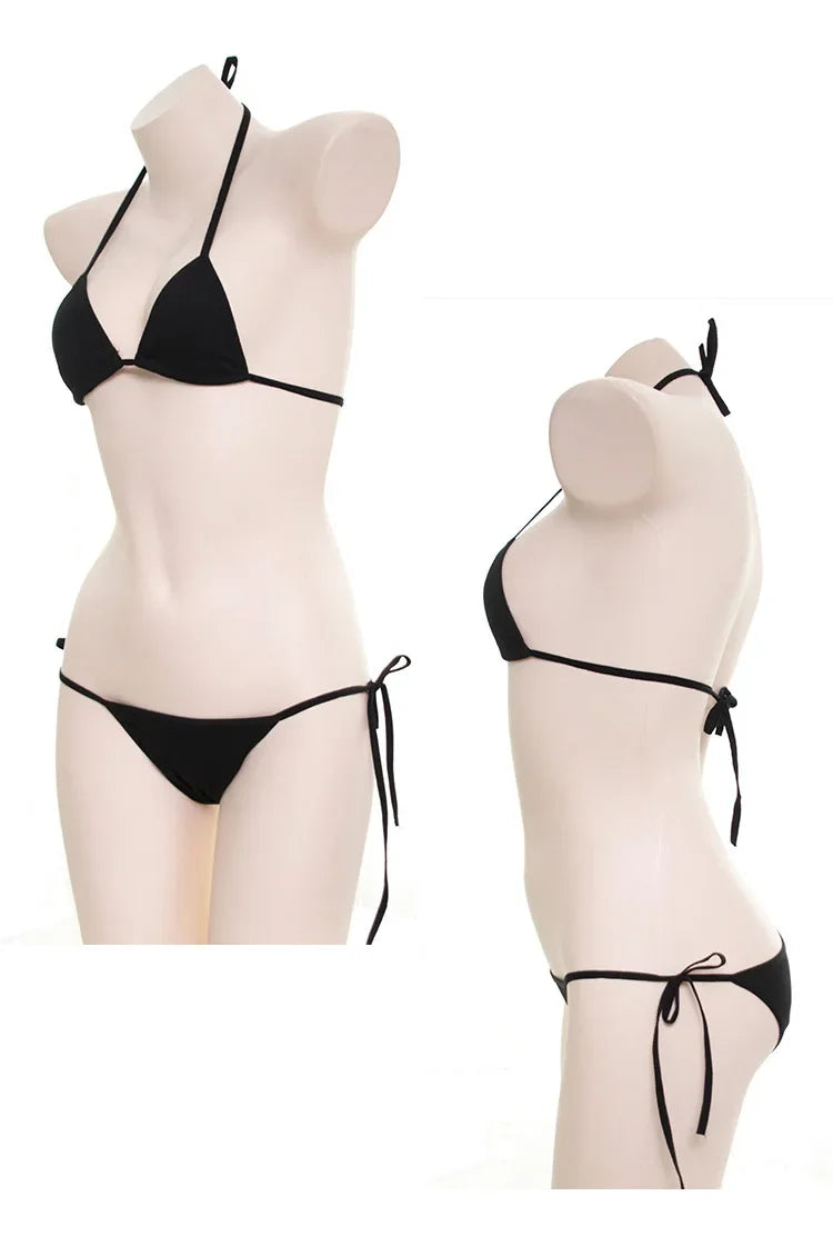 Japanese Sexy Lingerie Lolita Kawaii Mosaic Cartoon Anime Mini Bikini Adult Cosplay Erotic Costumes Bra Women Underwear Set