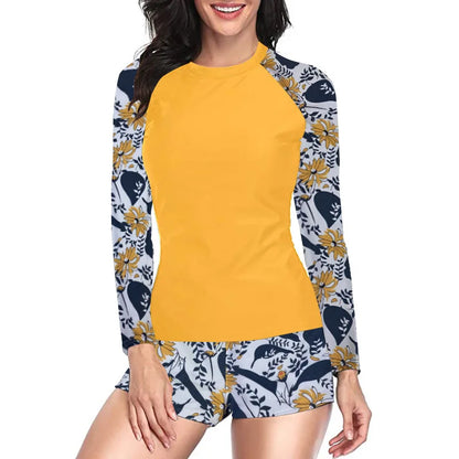 2025 Surfing Women's Swimsuit RashGuard Bikinis Long Sleeve Swimwear Female Print Summer Bathing Suit 2-piece Sports Biquini