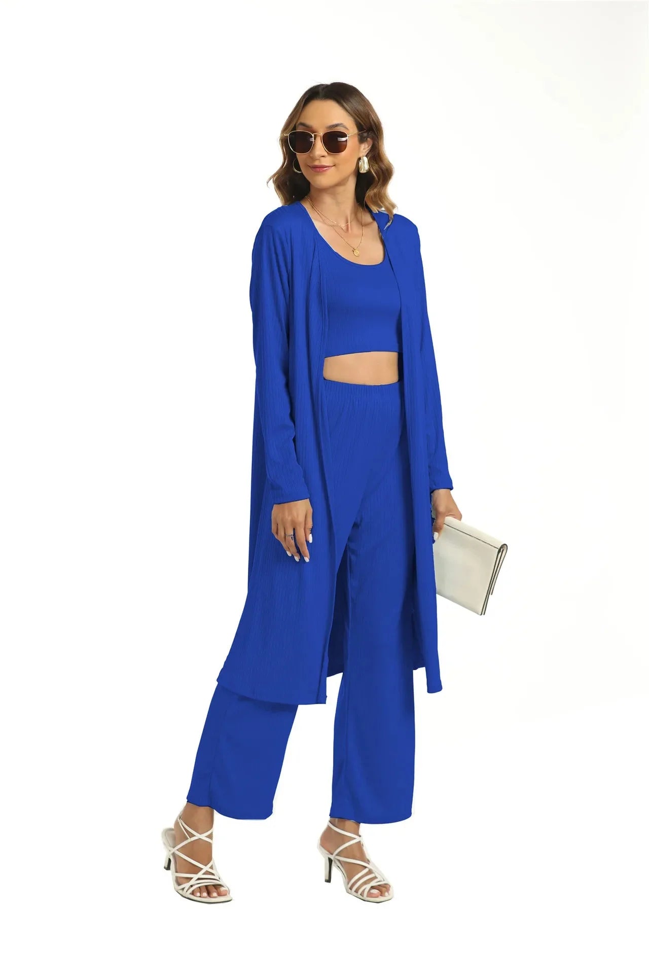 Middle East Muslim Women's Three-Piece Set Tank Top Loose plus Size Sexy Long Pants Gown for Muslim Women's Fashion