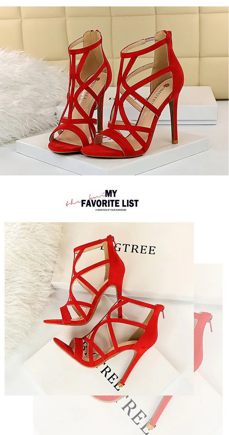BIGTREE Shoes Roman Style High Heels Woman Pumps Stiletto Heels 11 Cm Women Heels Sexy Party Shoes Hollow Out Women Sandals 2026
