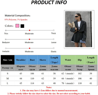 Blubelle Women Stylish Short Blazer Sets Crop Blazer Jackets & Pleated Mini Skirt 2 Pieces Sets Two Piece Sets Womens Outifits