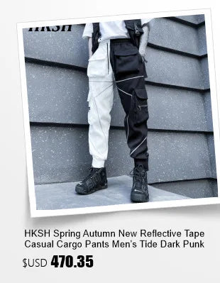 HKSH Men's Tide Classic Thicken Pure Cotton Fleece Harem Pants Suspension Sports Casual Trousers Dark Chic Grey RO Style HK1394
