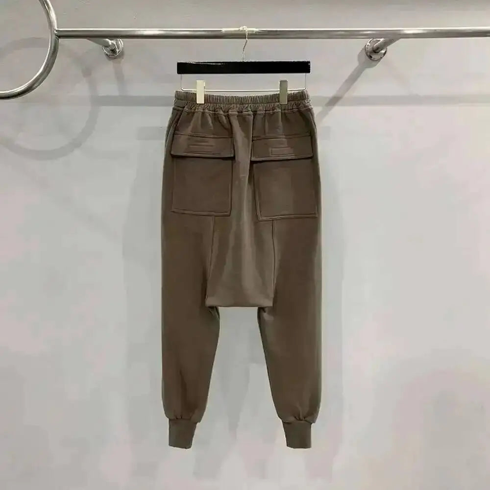 HKSH Men's Tide Classic Thicken Pure Cotton Fleece Harem Pants Suspension Sports Casual Trousers Dark Chic Grey RO Style HK1394