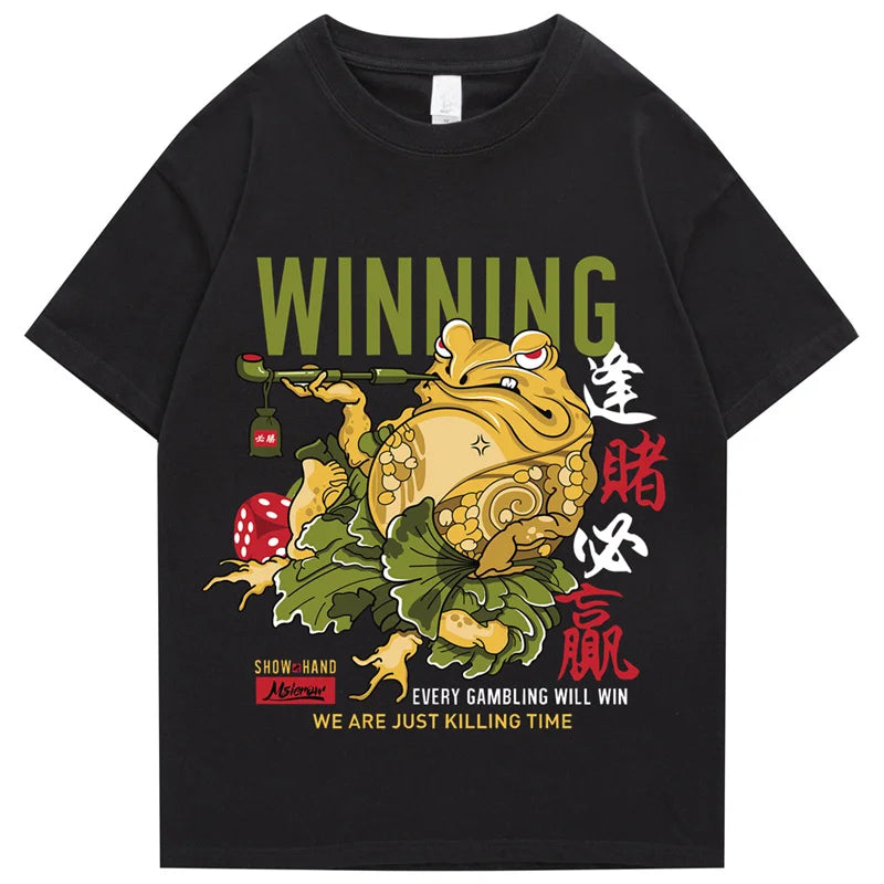 Hip-hop T-shirt men's street style Japanese kanji printed T-shirt 2022 summer short-sleeved T-shirt Harajuku cotton top T-shirt
