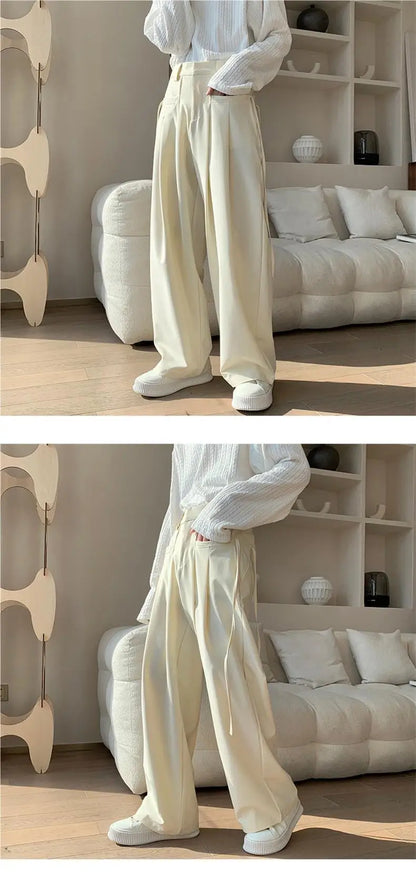 Casual Pants Men Baggy Simple Elegant Handsome Smart  British Style All-match Daily Soft Full-length Trousers High Street