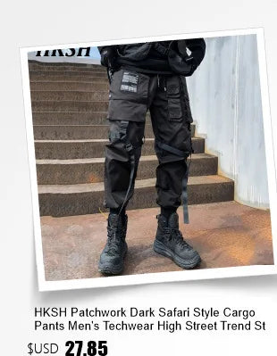 HKSH Men's Tide Classic Thicken Pure Cotton Fleece Harem Pants Suspension Sports Casual Trousers Dark Chic Grey RO Style HK1394