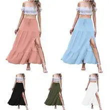 Spring Summer Hot Sale Of The Season Women's Cotton Linen Short Sleeve Printed Pocket round Neck Dress Elegant Style Comforta...