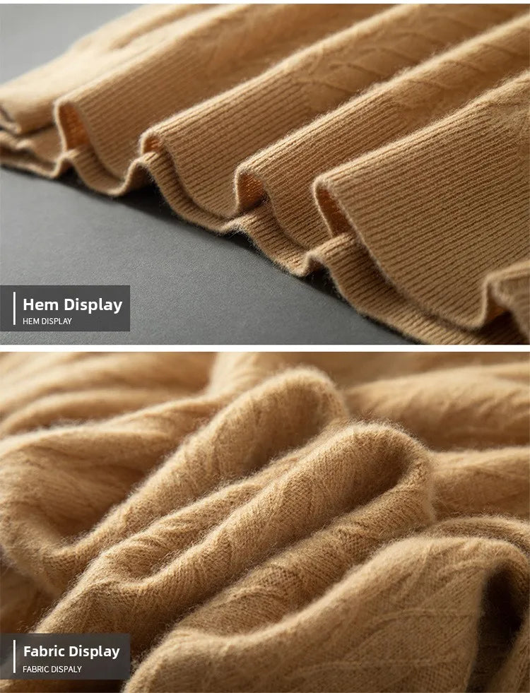 Men's Cashmere Knitted Long Sleeve Base Shirt Casual Thickened Half High Collar Autumn Winter Sweater Fashion Urban Style