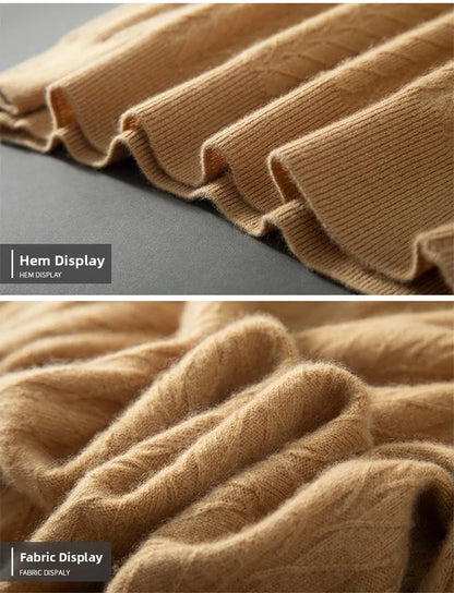 Men's Cashmere Knitted Long Sleeve Base Shirt Casual Thickened Half High Collar Autumn Winter Sweater Fashion Urban Style