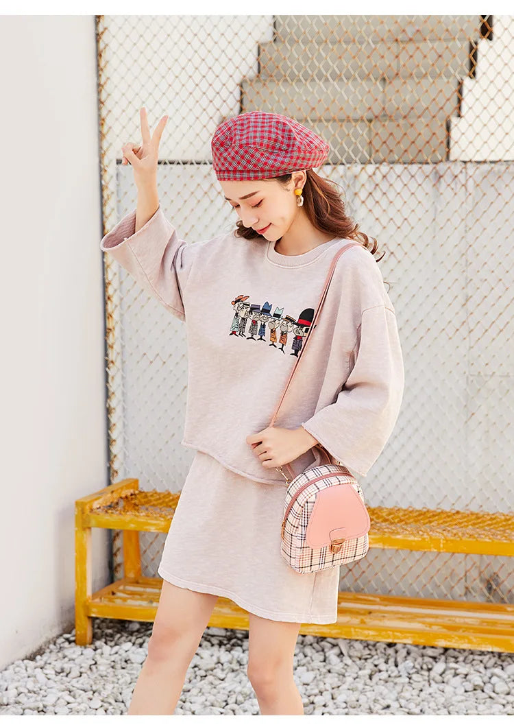 Fashionable Korean Style Small Backpack Hot Sale Of The Season Checkered Crossbody Bag Single Shoulder Phone Bag PU Material...