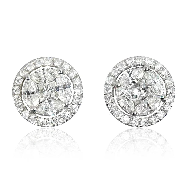Huitan Classic Women's Stud Earrings Gold Color/Silver Color Crystal Cubic Zirconia Exquisite Female Earrings Versatile Jewelry