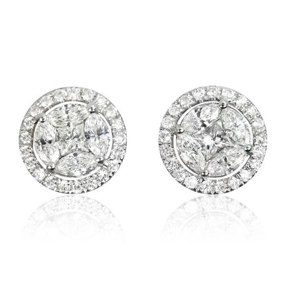 Huitan Classic Women's Stud Earrings Gold Color/Silver Color Crystal Cubic Zirconia Exquisite Female Earrings Versatile Jewelry