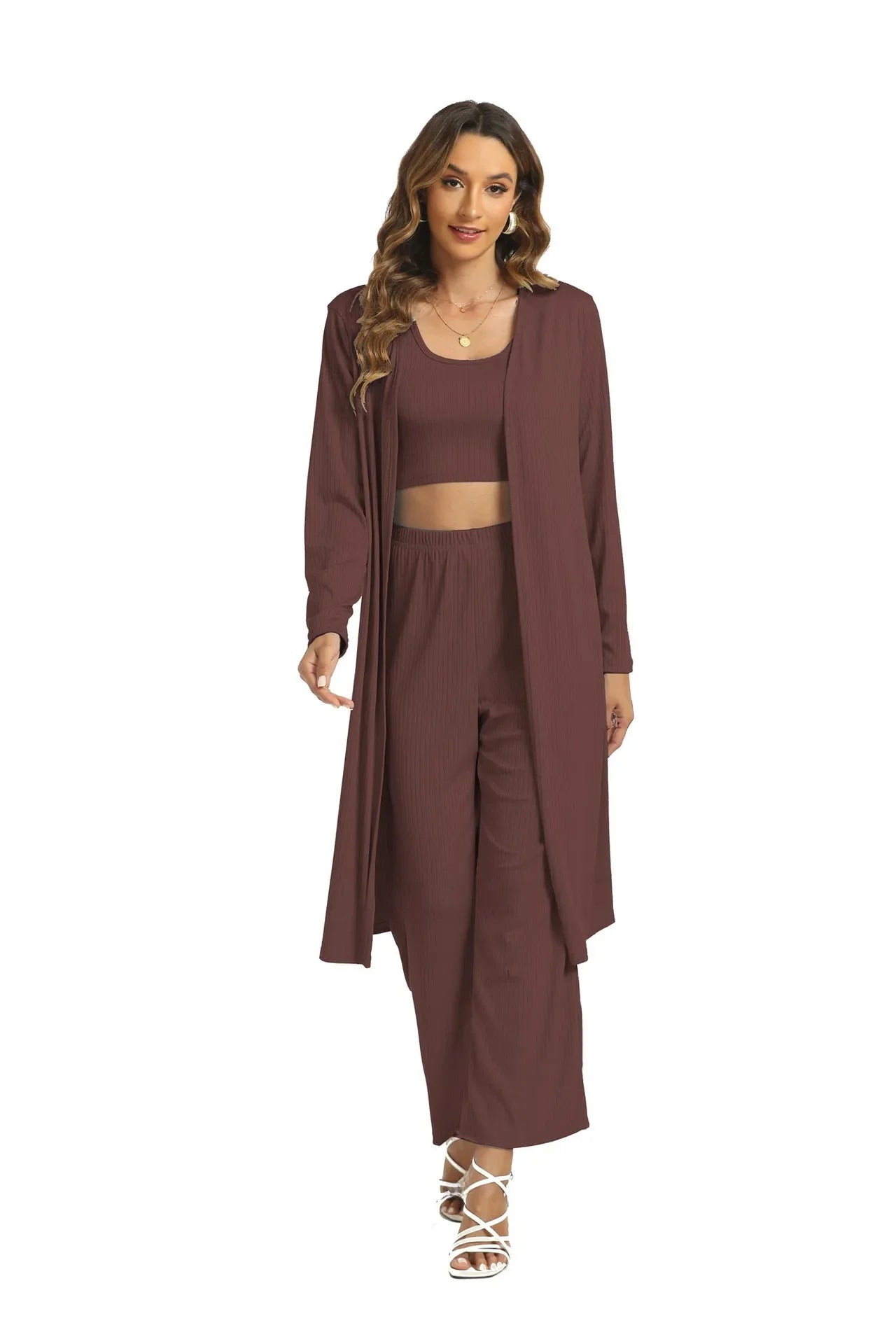 Middle East Muslim Women's Three-Piece Set Tank Top Loose plus Size Sexy Long Pants Gown for Muslim Women's Fashion