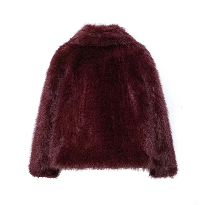 Women's Faux Fur Jacket Loose Long-Sleeved Coat Toca Fox Design Autumn/Winter 2025 Collection