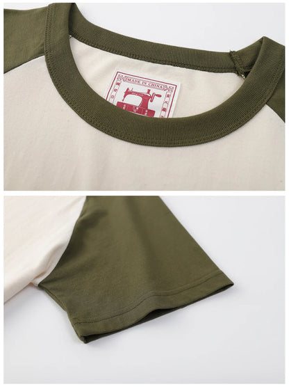 Akkad Kuti 2024 Japanese Retro Style Male Crew Neck Raglan Sleeves TShirts Student Casual Good Collocation Tee 100% Cotton