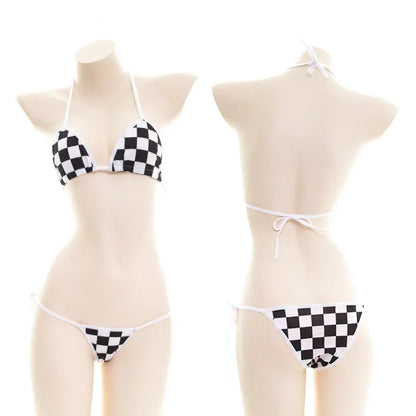 Japanese Sexy Lingerie Lolita Kawaii Mosaic Cartoon Anime Mini Bikini Adult Cosplay Erotic Costumes Bra Women Underwear Set