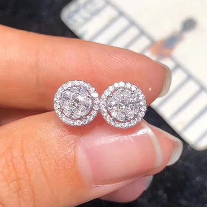 Huitan Classic Women's Stud Earrings Gold Color/Silver Color Crystal Cubic Zirconia Exquisite Female Earrings Versatile Jewelry