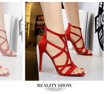 BIGTREE Shoes Roman Style High Heels Woman Pumps Stiletto Heels 11 Cm Women Heels Sexy Party Shoes Hollow Out Women Sandals 2026