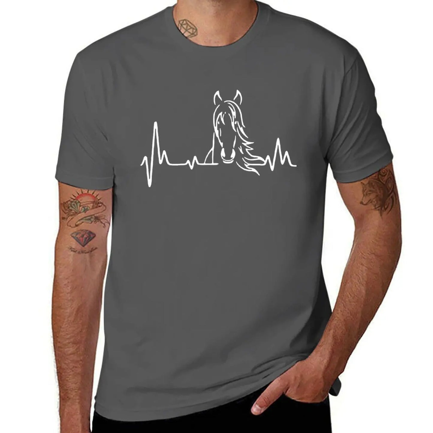 Horse Heartbeat T-Shirt Work Duty Casual T-Shirt