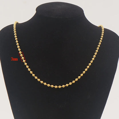 3/6/8mm Ball Bead Necklaces Stainless Steel For Women Gold/Silver Color Metal Big Bead Chain Choker Men Jewelry Accessories