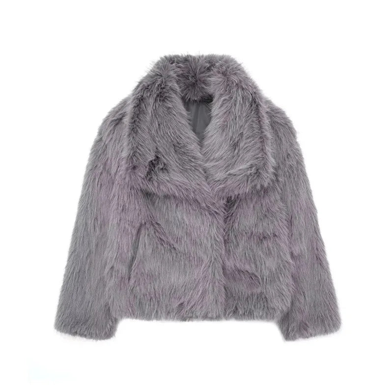 Women's Faux Fur Jacket Loose Long-Sleeved Coat Toca Fox Design Autumn/Winter 2025 Collection