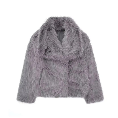 Women's Faux Fur Jacket Loose Long-Sleeved Coat Toca Fox Design Autumn/Winter 2025 Collection