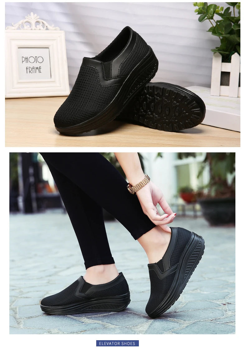 Womens Shoes 2026 Summer Swing Casual Air Mesh Breathable Wedges Sport Femme Platform Shoes Zapatos Sneakers Women