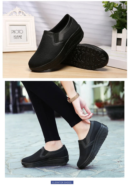 Womens Shoes 2026 Summer Swing Casual Air Mesh Breathable Wedges Sport Femme Platform Shoes Zapatos Sneakers Women