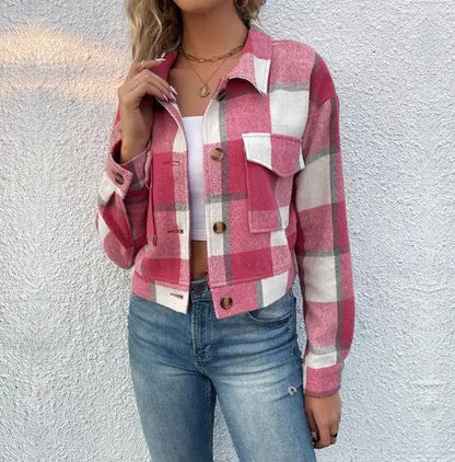 Women's Coat 2025 Autumn & Winter Female Daily Clothing Plaid New Fashion Casual Cardigan Retro Lapel Jacket Jacket for Women