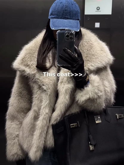 Women's Faux Fur Jacket Loose Long-Sleeved Coat Toca Fox Design Autumn/Winter 2025 Collection