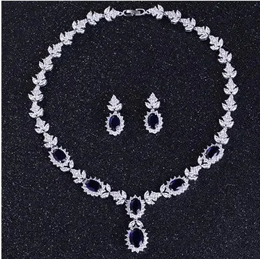 Elegant Chinese Style Bride Zirconia Jewelry Set Necklace Earrings Headpiece by Liangya Lirun Suitable for Weddings
