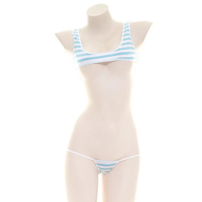 Japanese Sexy Lingerie Lolita Kawaii Mosaic Cartoon Anime Mini Bikini Adult Cosplay Erotic Costumes Bra Women Underwear Set