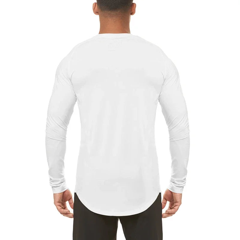 Mens Gym Mesh Quick-drying Clothing Cool Fitness Casual Clothing Fitness Comfortable Fashion Long Sleeve Slim Sporting Tshirt