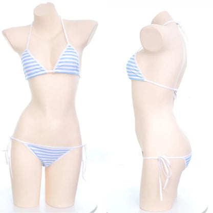 Japanese Sexy Lingerie Lolita Kawaii Mosaic Cartoon Anime Mini Bikini Adult Cosplay Erotic Costumes Bra Women Underwear Set