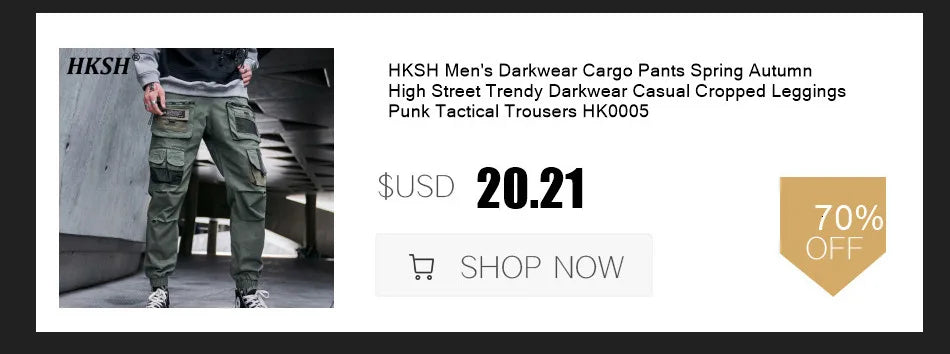HKSH Men's Tide Classic Thicken Pure Cotton Fleece Harem Pants Suspension Sports Casual Trousers Dark Chic Grey RO Style HK1394