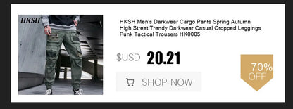 HKSH Men's Tide Classic Thicken Pure Cotton Fleece Harem Pants Suspension Sports Casual Trousers Dark Chic Grey RO Style HK1394