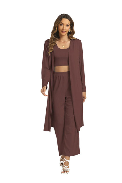 Middle East Muslim Women's Three-Piece Set Tank Top Loose plus Size Sexy Long Pants Gown for Muslim Women's Fashion