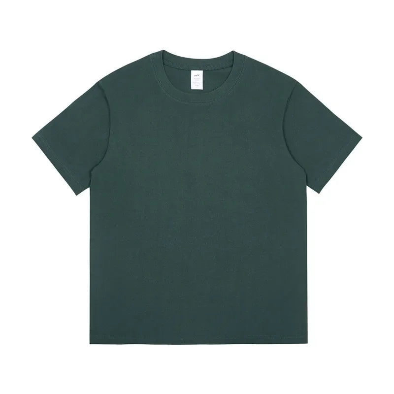 Men's 230g Heavy Cotton Short-sleeved T-shirt Men Pure Cotton Loose Solid Color Bottoming Shirt Trendy Man T-shirt Tops Clothes