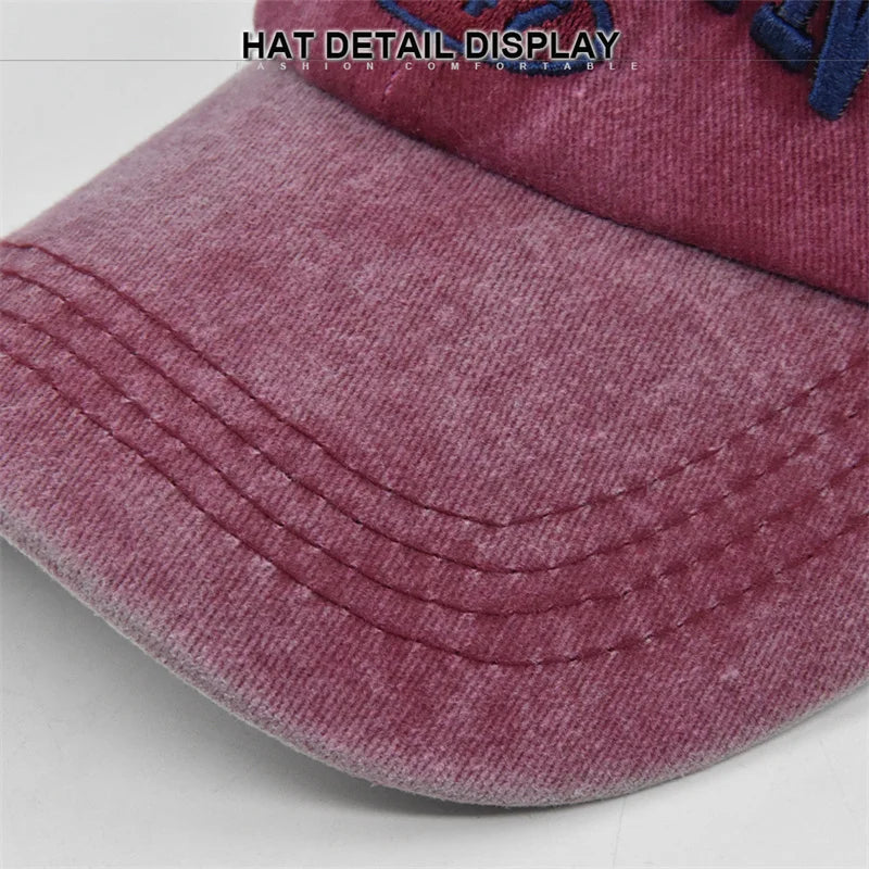 Unisex Washed Cotton Vintage Caps Letter Embroidery Baseball Cap Men And Women Summer Outdoor Soft Top Sports Snapback Bone Hats